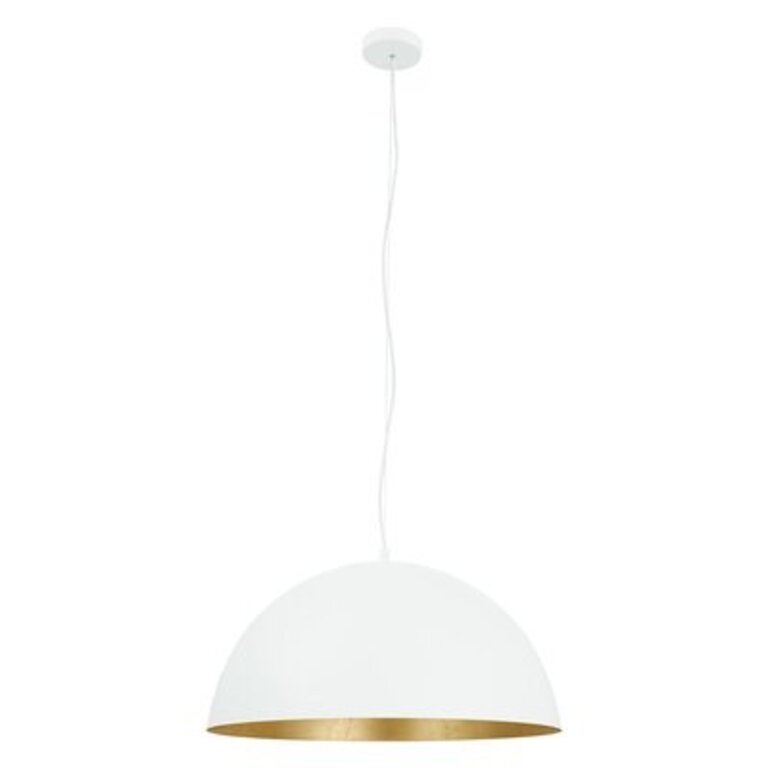 Ainslee - 1 Light Pendant - Structured Exterior - Interior Metal Shade Finish: White/Gold, Size: 84.75" H x 11.75" W x 23.62" D