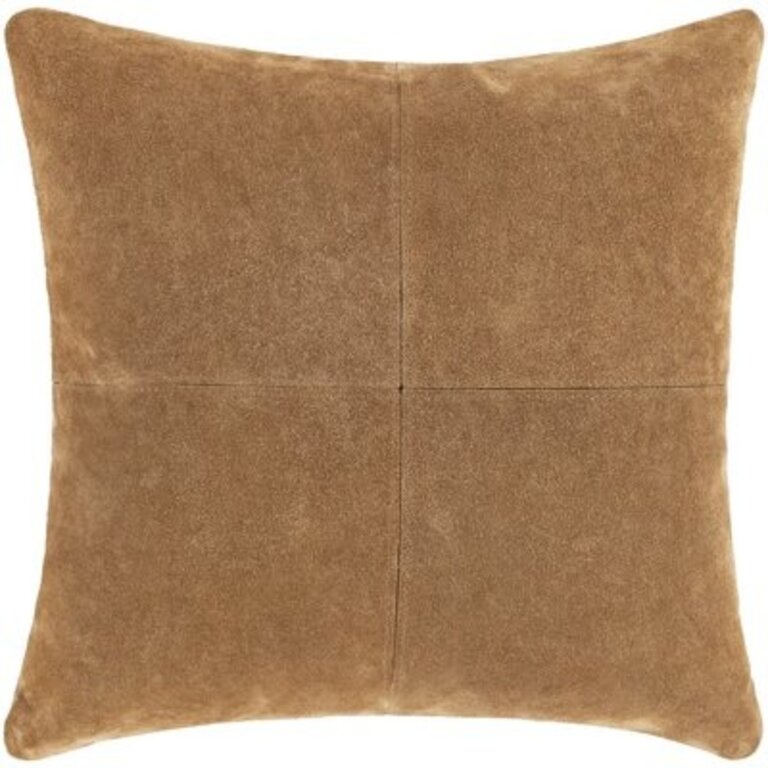 Barina Square Leather Pillow Cover & Insert Color: Tan, Fill Material: Down
