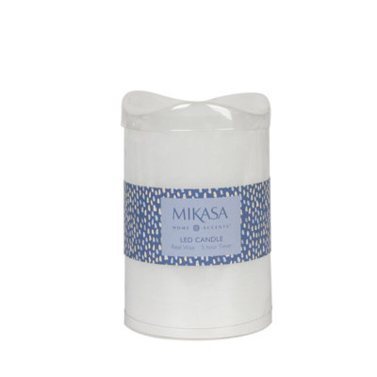 Mikasa 4 X 6-Inch White LED Realistic Wax Pillar