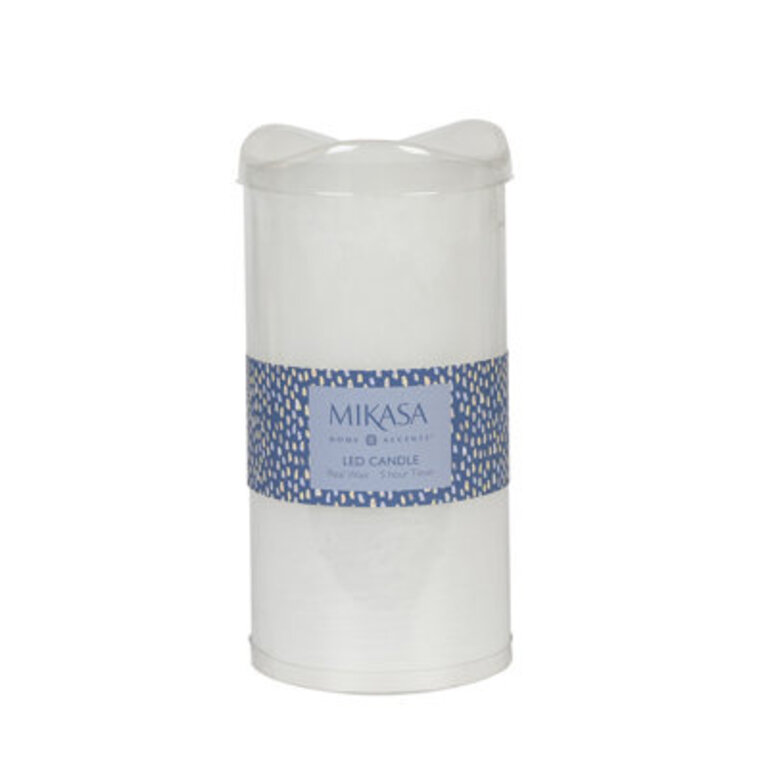 Mikasa 4 X 8-Inch White LED Realistic Wax Pillar