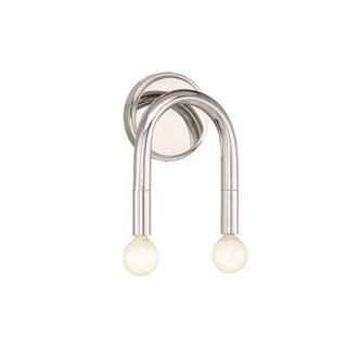 Yula 2-Light Wall Sconce In Natural Brass Finish: Polished Nickel