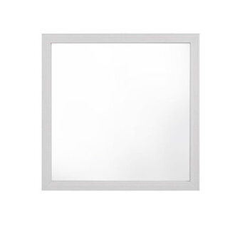 Cos 40 Inch Modern Wall Mirror, Square Wood Frame, White
