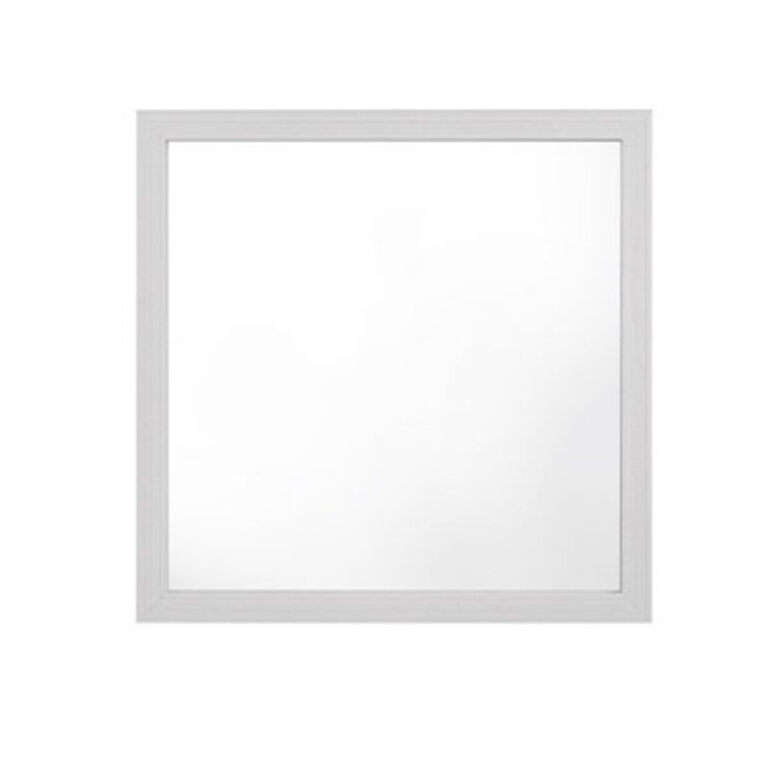 Cos 40 Inch Modern Wall Mirror, Square Wood Frame, White