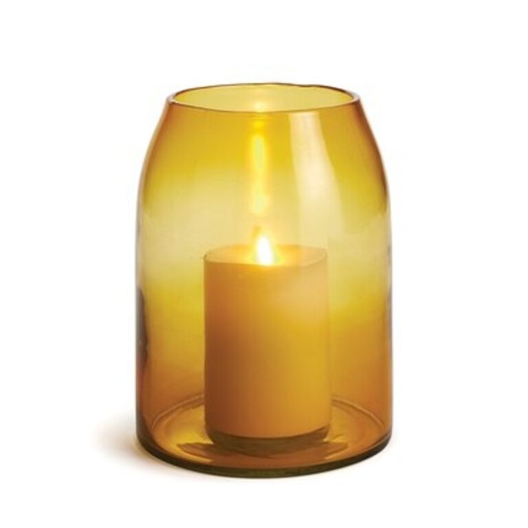 Glass Tabletop Hurricane Color: Yellow, Size: 10.8" H x 8" W x 8" D