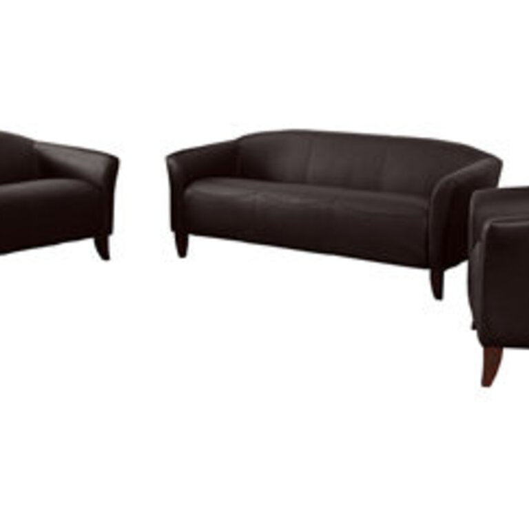 Contemporary LeatherSoft Reception Set with Wood Feet Upholstery Color: Brown