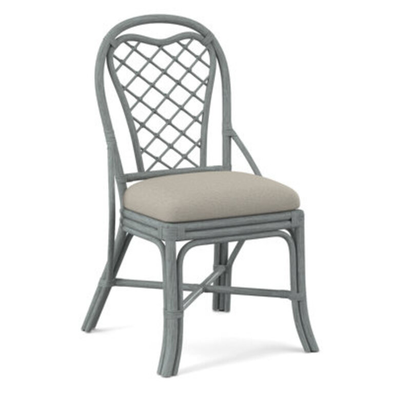 Trellis Back Side Dining Chair Upholstery Color: White Performance Fabric; 0851-94, Frame Color: Harbor Blue
