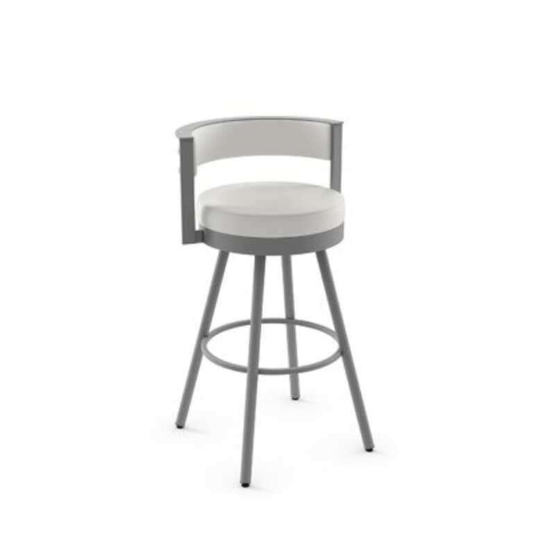 Traci Swivel Counter & Bar Stool Color: Gray, Upholstery: White, Seat Height: Counter Stool (26" Seat Height)