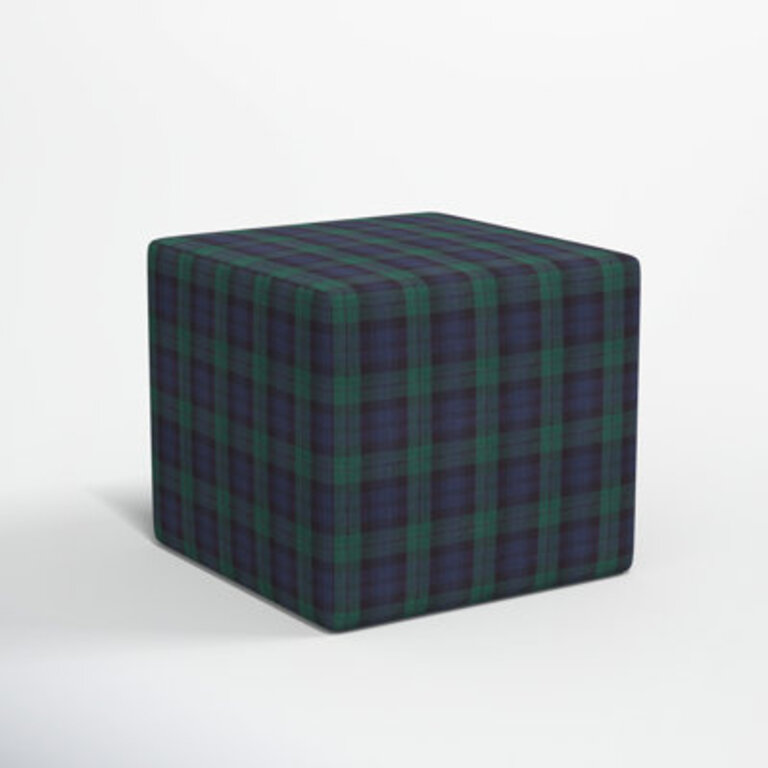 Era 21'' Wide Square Striped Cube Ottoman Fabric: Blackwatch Blackwatch