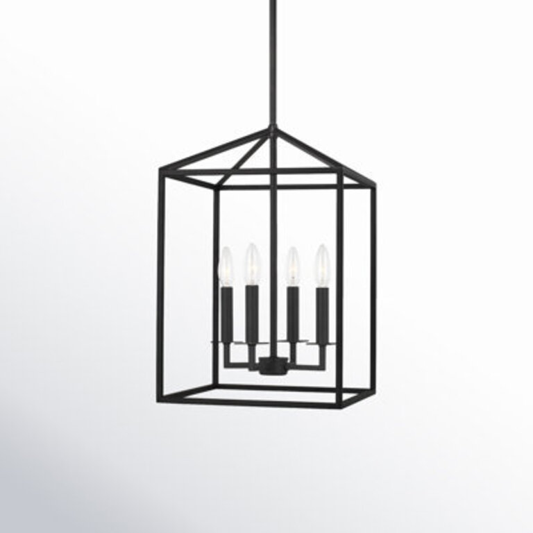 Ellis 4 - Light Lantern Rectangle Chandelier Finish: Midnight Black, Size: 18.5" H x 12.25" W x 12.25" D, Bulb Included: No