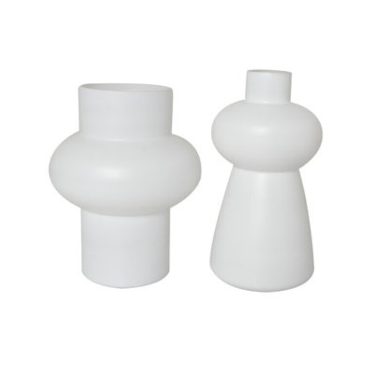 Mable 2-Piece Set Glass Table Vase Color: White