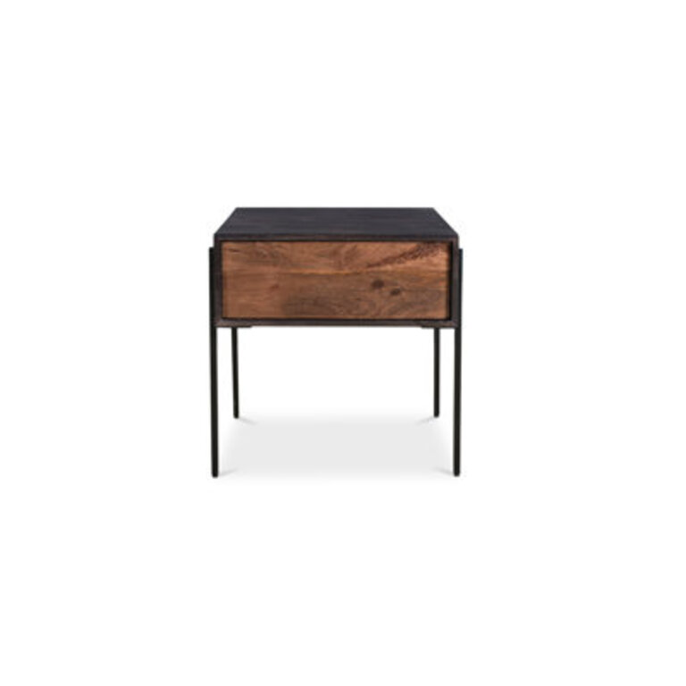 Demeter Solid Wood End Table with Storage Color: Black/Brown