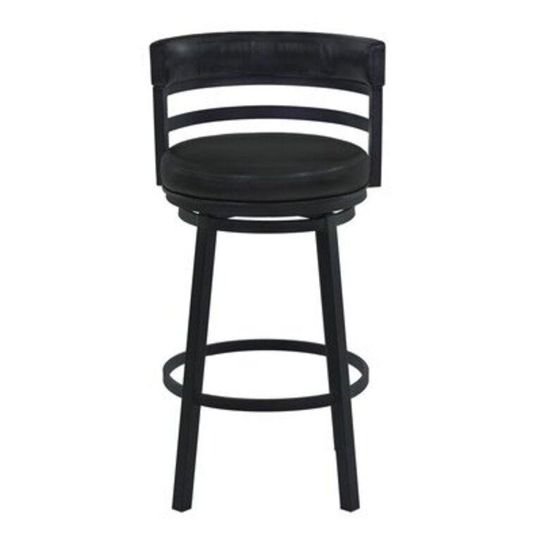 Ashlamari Swivel Counter & Bar Stool with Metal Base and Footrest Seat Height: Counter Stool (26" Seat Height), Upholstery: Black, Color: Black