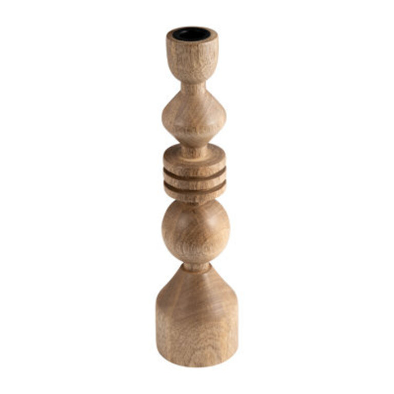 Modern Neutral Wood, 12" Stacking Shapes Taper Candleholder Color: Brown, Size: 12" H x 3" W x 3" D