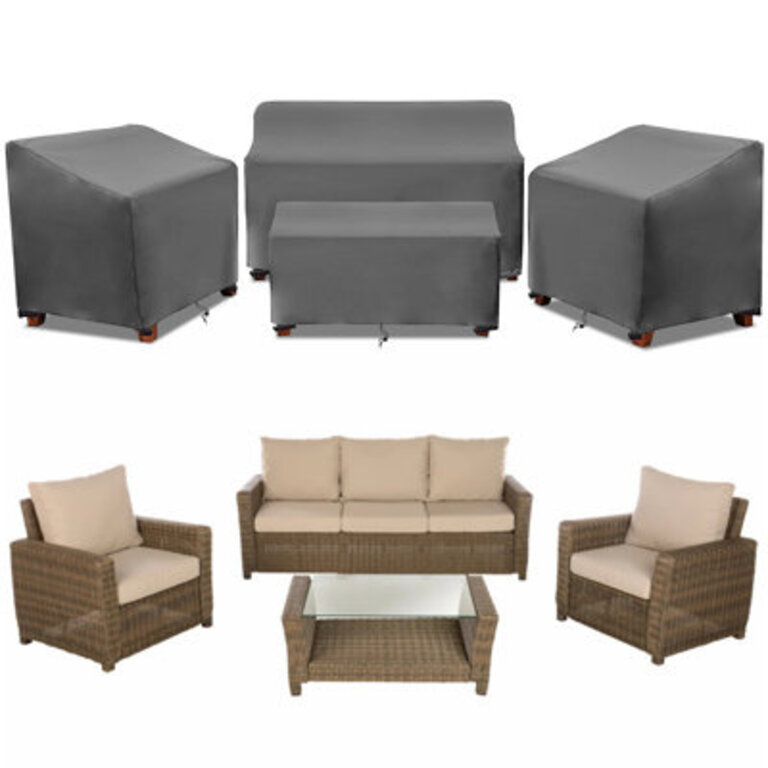Conversation Set Cover Size: 31" H x 55" W x 30" D, Color: Gray