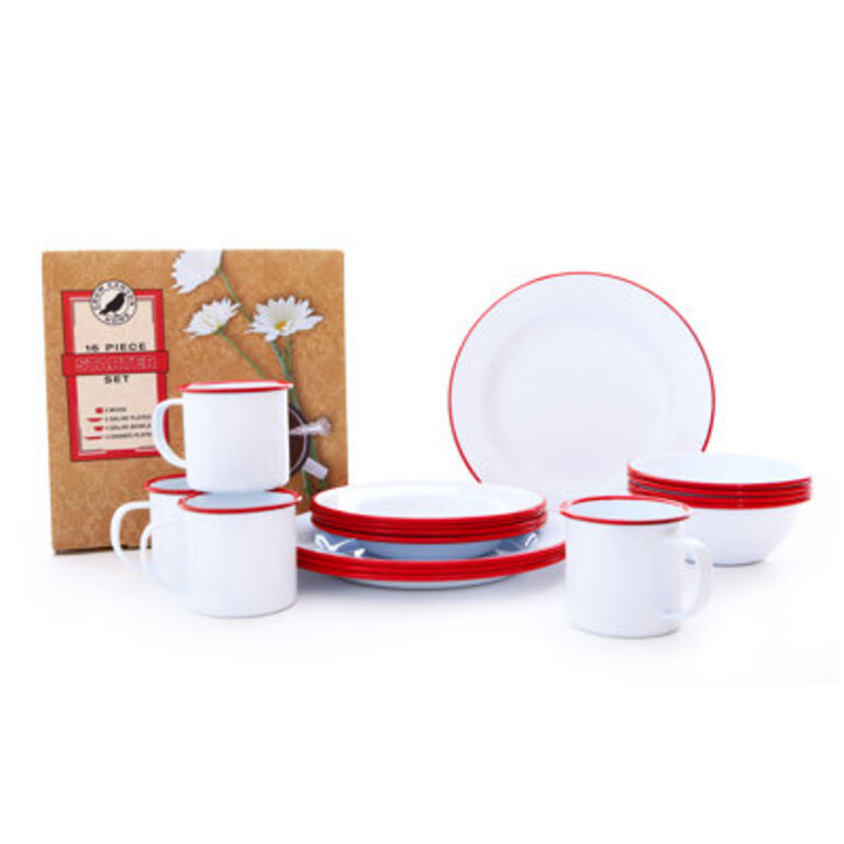 Starter 16 Piece Dinnerware Set, Service for 4 Color: Red