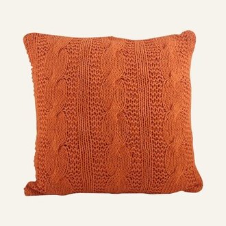 Remy Cable Knit Cotton Feather Throw Pillow Color: Tangerine