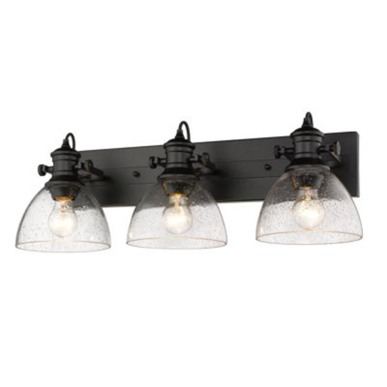 Bales 3-Light 25.13" Semi Flush Mount Fixture Finish: Matte Black, Shade Color: Seeded Glass