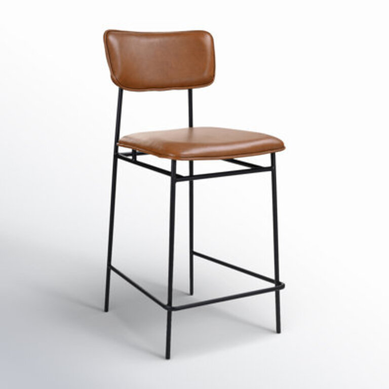 Turin Leather Bar & Counter Stool Seat Height: Counter Stool (26” Seat Height), Color: Brown