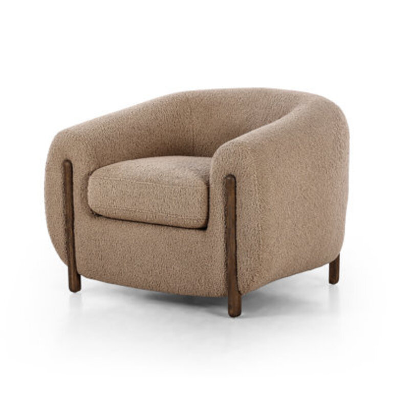 Kiwi 38" Wide Polyester Barrel Chair Leg Color: Brown, Fabric: Sheepskin Camel Sherpa