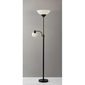 Torchiere Plus Chairside Floor Lamp In Satin Steel Metal Base Finish: Black