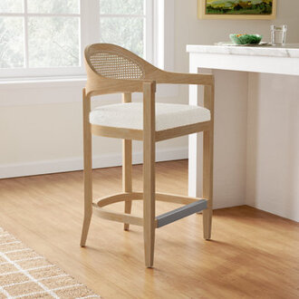 Copley Cane Stool Finish: Ivory Boucle, Seat Height: Counter Stool 26"