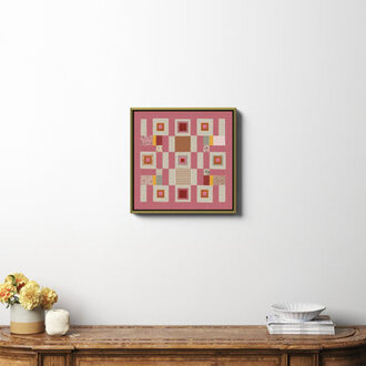 Pink Cottage Quilt Format: Gold Framed Canvas, Mat Included: No, Size: 20" H x 20" W x 2" D