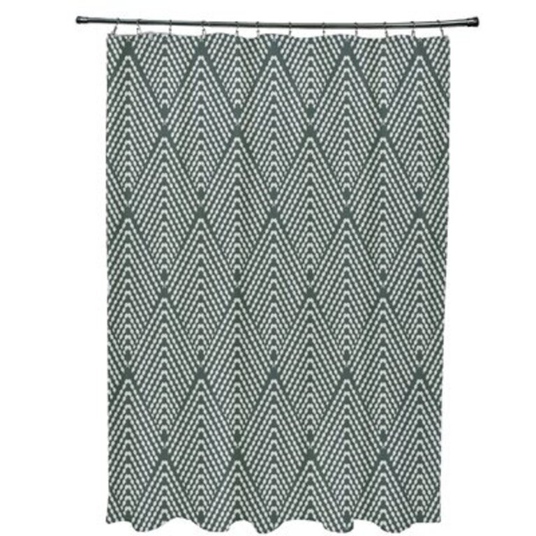 Kira Aspect Geometric Single Shower Curtain + Hooks Color: Green