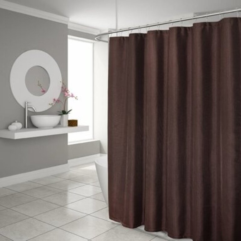 Solid Color Single Shower Curtain Color: Brown