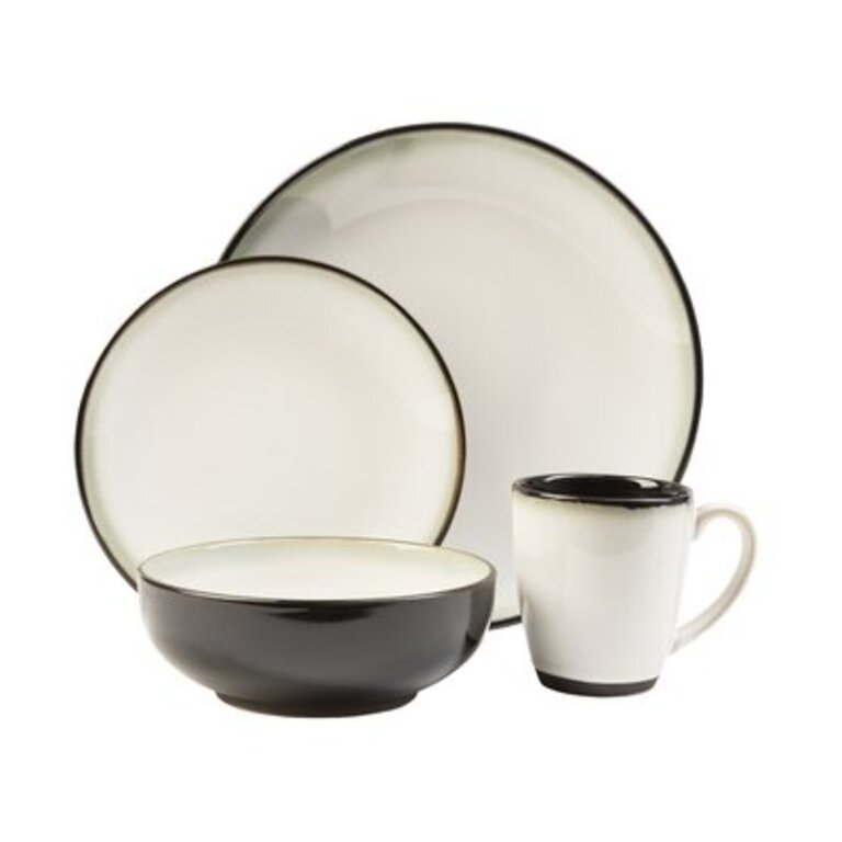 Nova 16 Piece Dinnerware Set Service for 4 Color: White/Black