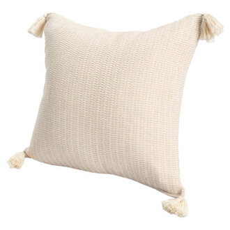 Brenly Turkish Cotton Striped Square Throw Pillow Color: Beige, Fill Material: Polyester/Polyfill