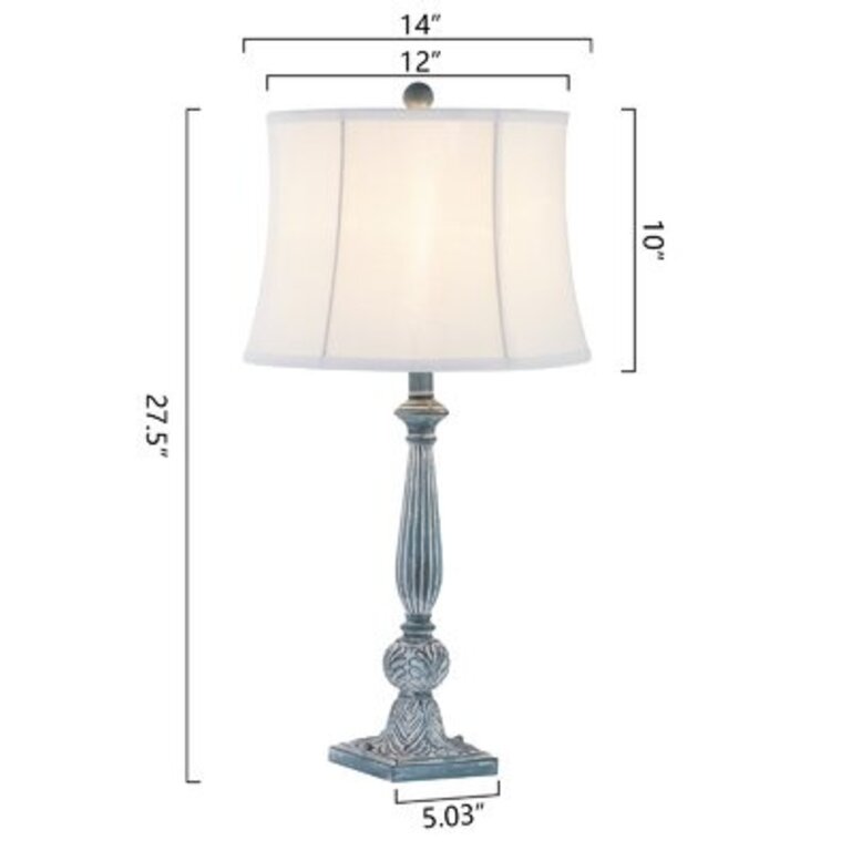 Labombard 27.5" Buffet Lamp Set Base Color: Blue, Shade Color: White