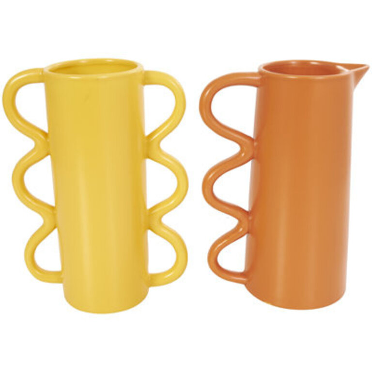 Edicott 2 Piece Ceramic Table Vase Set Color: Orange/Yellow