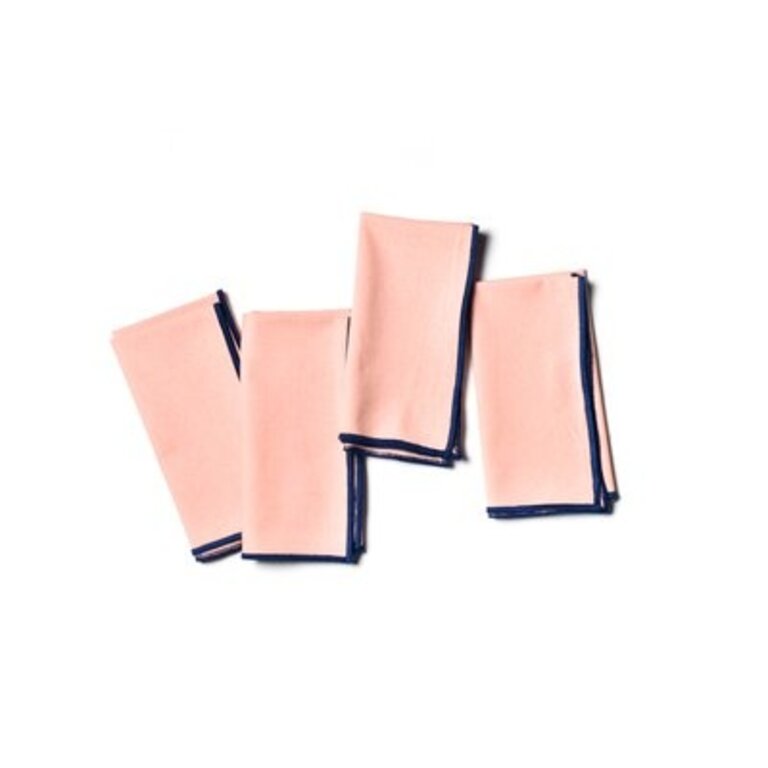 Color Block 4 Piece Cotton Napkin Set Color: Provence/Navy