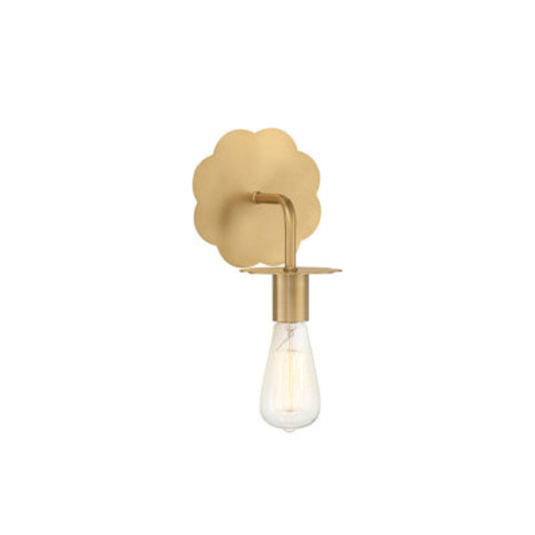 Moira 1-Light Wall Sconce In Matte Black Finish: Natural Brass