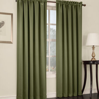 Millen Wayfair Basics® Thermal Room Darkening Rod Pocket Curtain Panel Curtain Color: Sage Green, Size per Panel: 54" W x 84" L