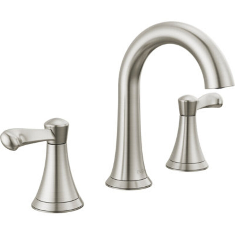 Esato Widespread Bathroom Faucet 3 Hole, 2-handle Bathroom Sink Faucet with Drain Assembly Finish: Spotshield Brushed Nickel