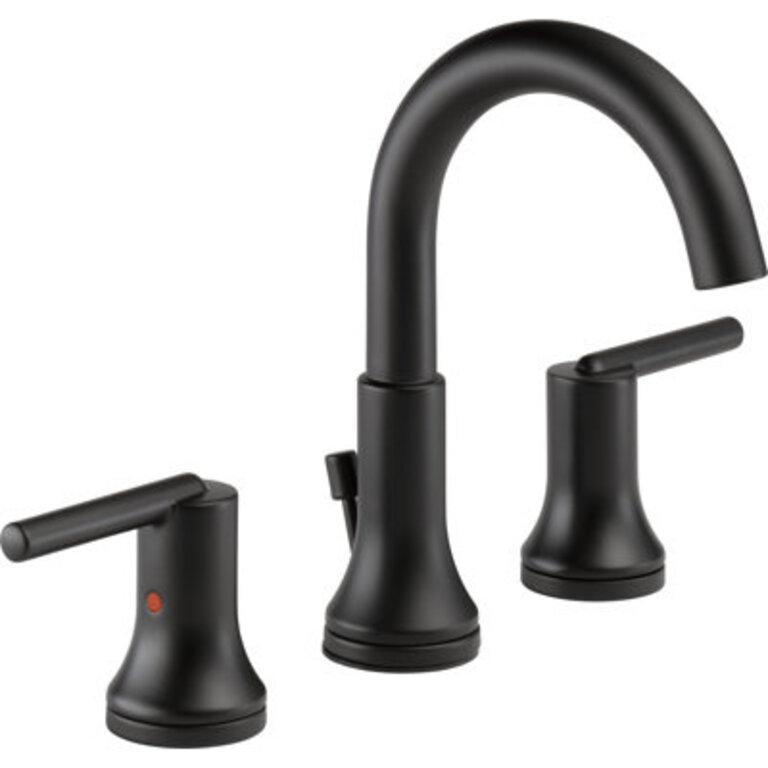 Trinsic Widespread Bathroom Faucet 3 Hole, 2-handle Bathroom Sink Faucet with Drain Assembly Finish: Matte Black