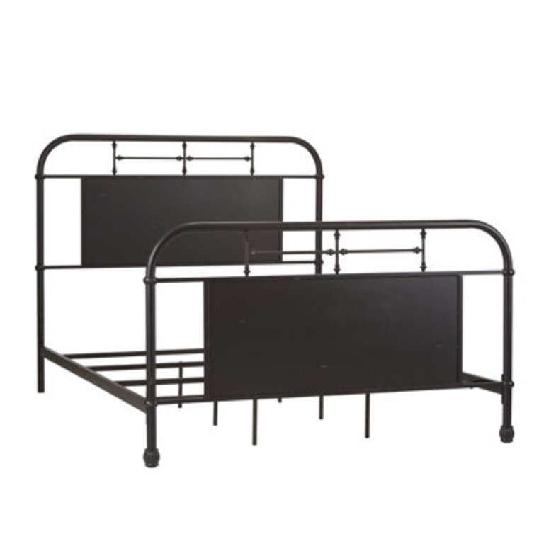 Vintage Series Metal Open-Frame Bed Size: Queen, Color: Black