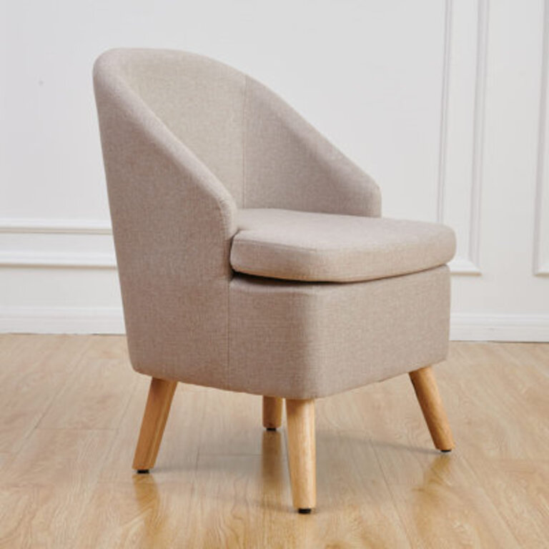 Corrigan Studio® Linen Cotton Like Cute Club Chair Blue Body Fabric: Beige Linen Blend