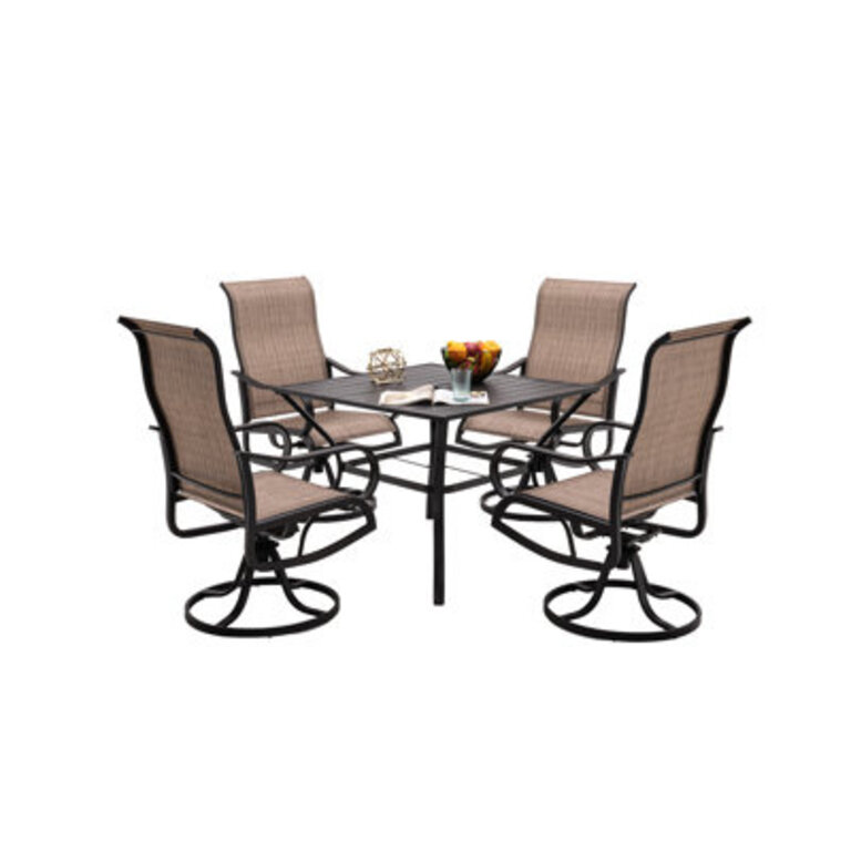 Leisure Weatherford Swivel Patio Dining Set Color: Light Brown