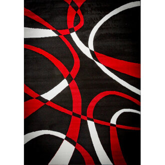 Talarisha Abstract Machine Woven Black/Red Area Rug Rug Size: Runner 2' x 5'