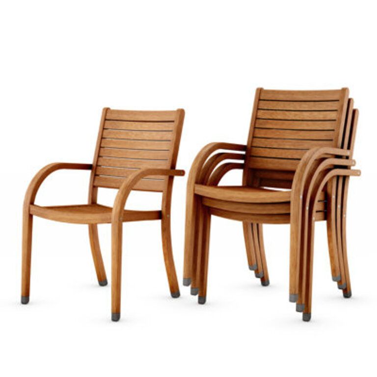 Alyisa Wood Patio Dining Chairs Frame Color: Light Brown Set of 4