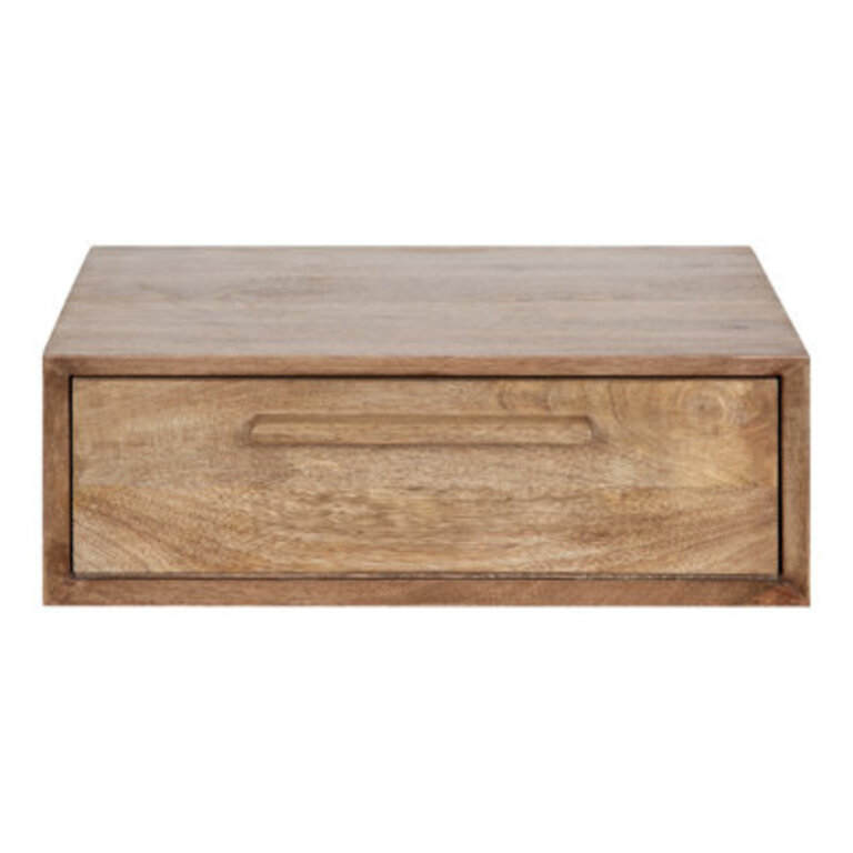 Geoffry Mango Solid Wood Floating Wall Shelf with Drawers Finish: Natural