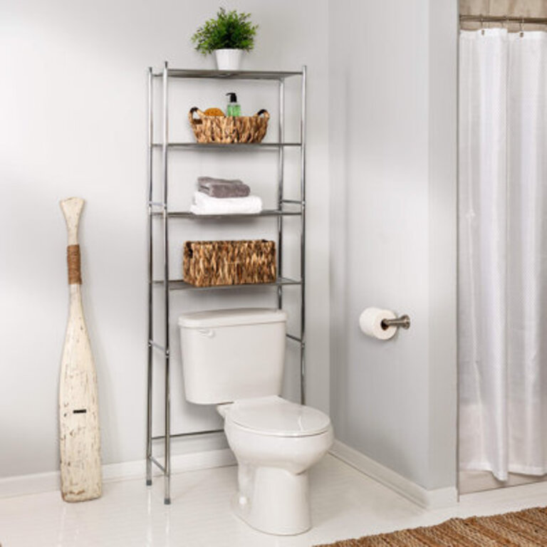 Versatile Adjustable Metal Shelf For Bathroom And Living Room Finish: Silver, Size: 67.72" H x 24.2" W x 11.81"D