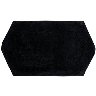Waterford Collection 100% Cotton Machine Washable Bath Rug with Spray Latex Backing Color: Black, Size: 21" W x 34" L