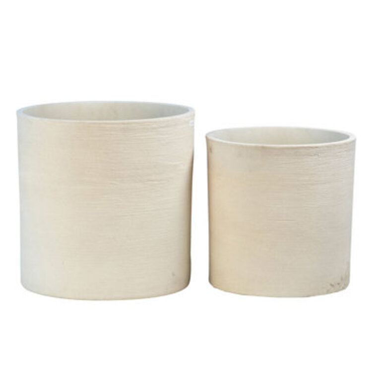 Edita 2 - Piece Natural Fibers Pot Planter Set Color: White