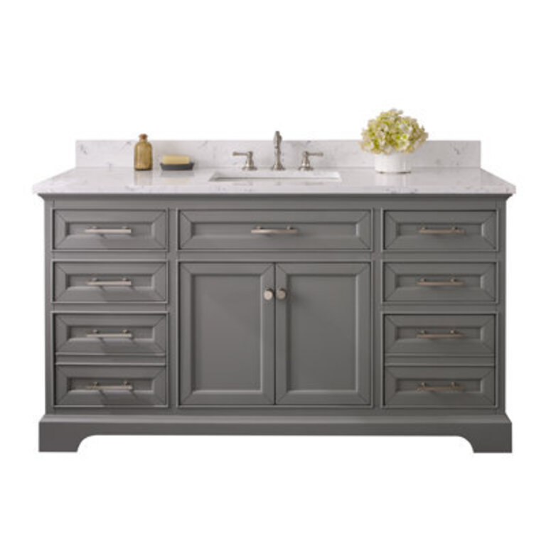 Annaline 60" Single Bathroom Vanity Set Base Finish: Gray