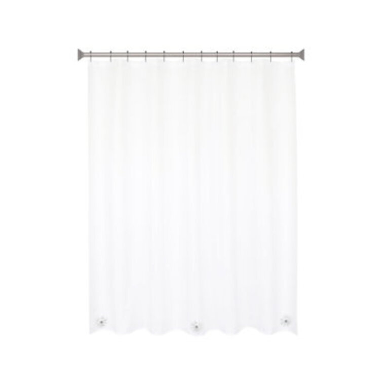 Wayfair Basics® Ingham PEVA Solid Color Single Shower Curtain + Beaded Roller Rings Color: Clear