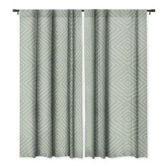 Little Arrow Design Co woven diamonds dark blue Blackout Window Curtian Set of 2 Size per Panel: 50" W x 96" L, Curtain Color: Sage