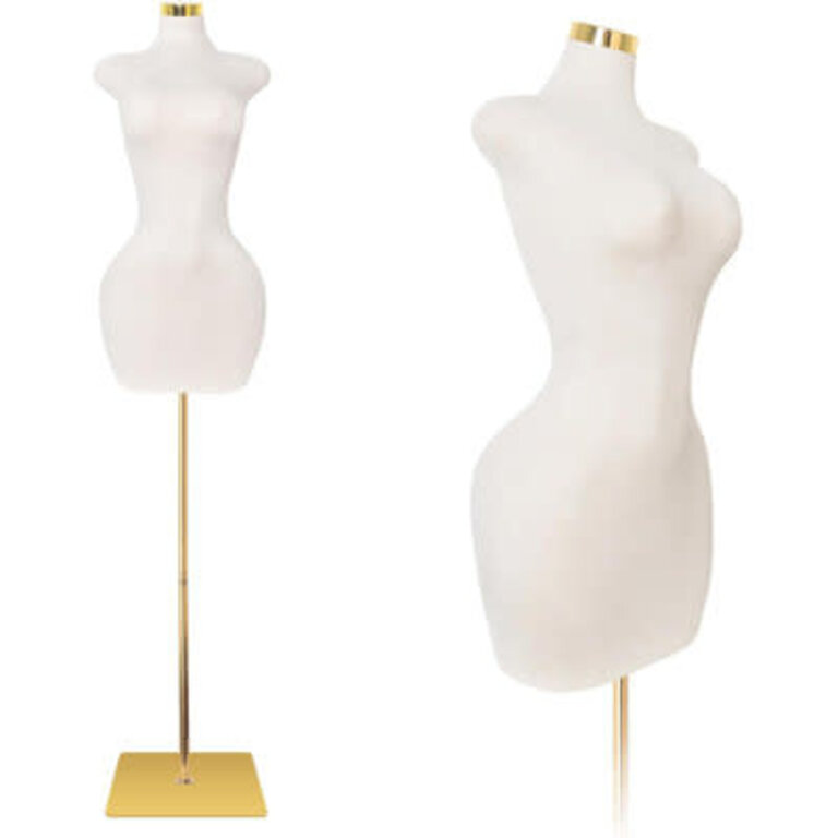 Meetinghome Beige Plump Dress Form Mannequin For Sewing Adjustable Height 60-78 Inch
